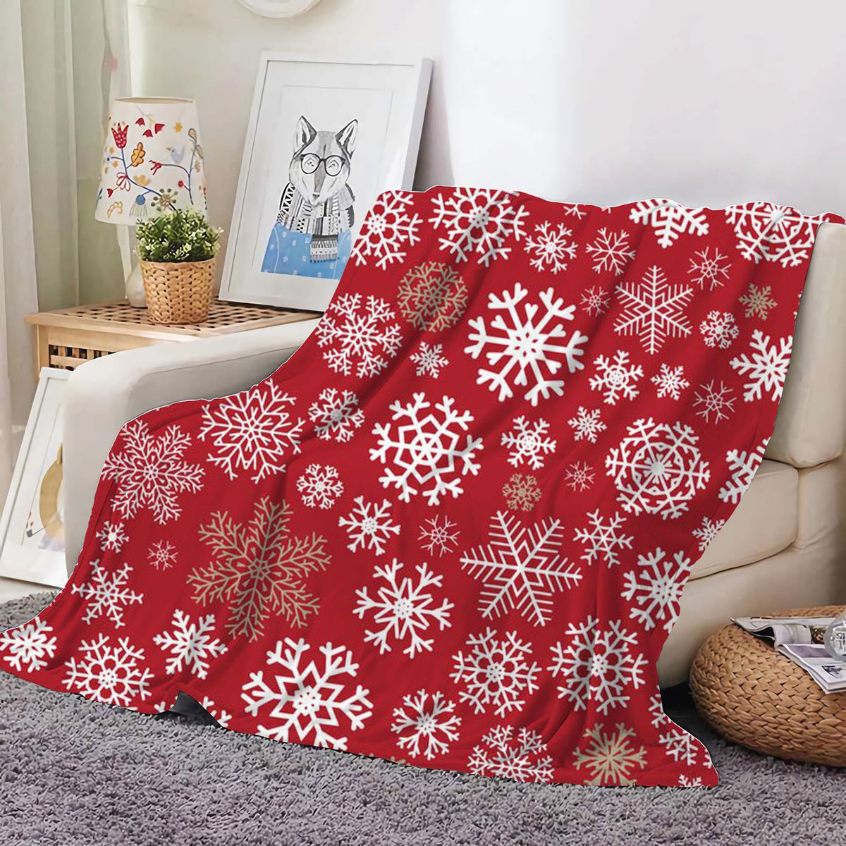 Christmas Decoration Blanket Holiday Blanket Red Festive Blanket Christmas Tree Polo Sofa Blanket Flannel Blanket - Kasa & Pet