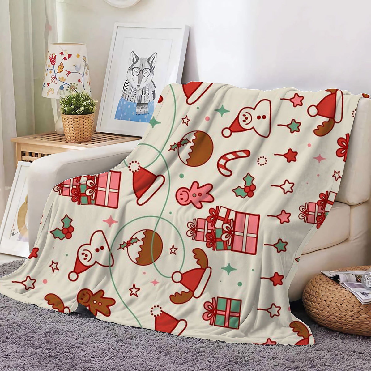 Christmas Decoration Blanket Holiday Blanket Red Festive Blanket Christmas Tree Polo Sofa Blanket Flannel Blanket - Kasa & Pet