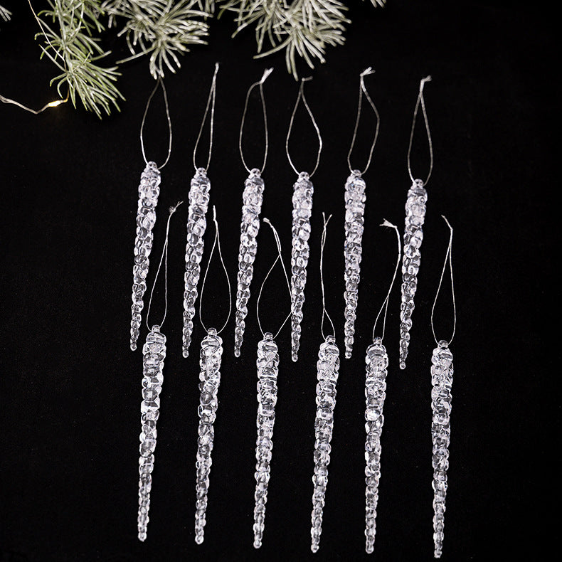 Simulação de Natal Icicles acrílicos, ornamento de Natal, gelo falso para festa de inverno, decoração de ano novo, 15cm, 6 peças