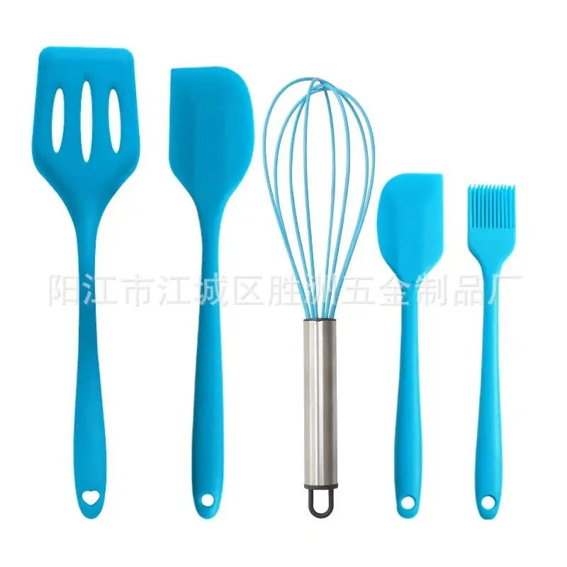 Cross-Border Kitchen Silicone Spatula Brush Egg Beater Silicone Kitchen Utensils 5-Piece Set Cooking Set Baking Tools - Kasa & Pet