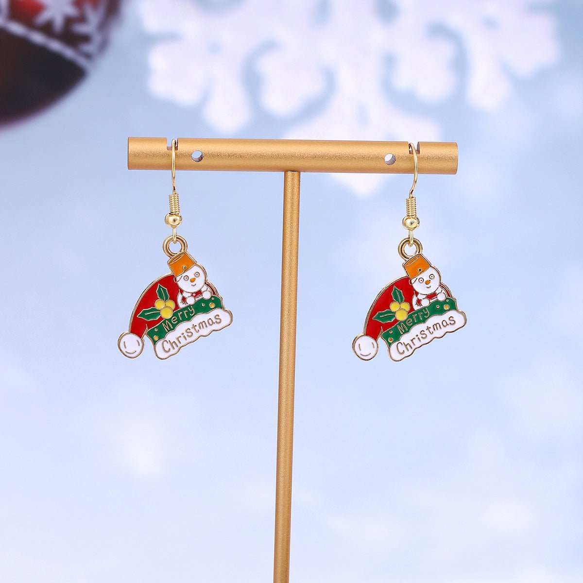 Cross-border personality Christmas series elk gingerbread earrings European and American cartoon oil Santa Claus earrings