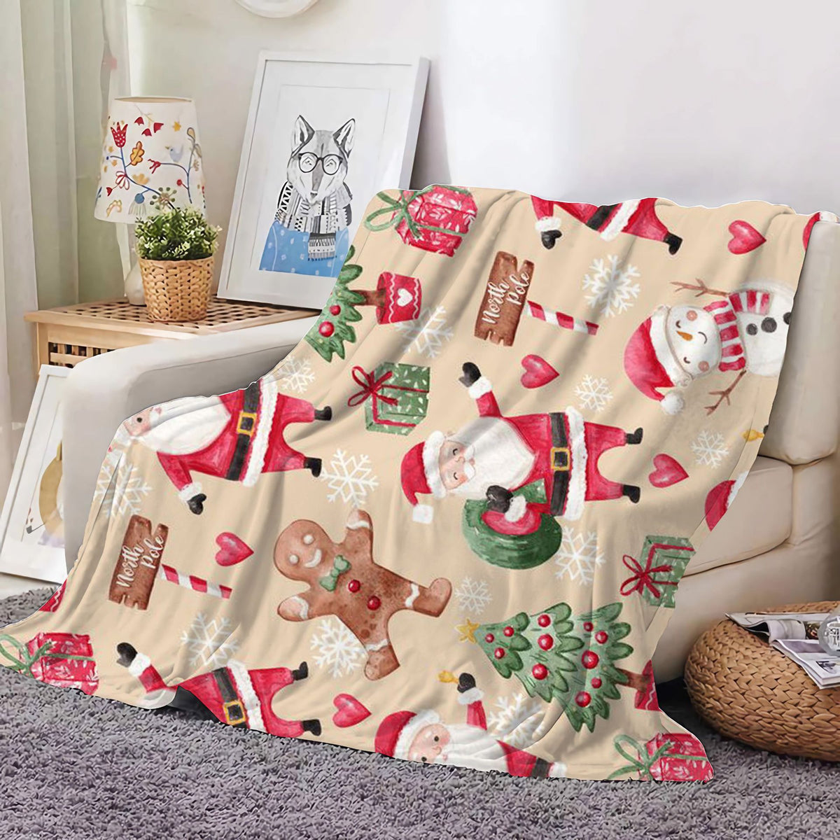 Christmas Decoration Blanket Holiday Blanket Red Festive Blanket Christmas Tree Polo Sofa Blanket Flannel Blanket - Kasa & Pet