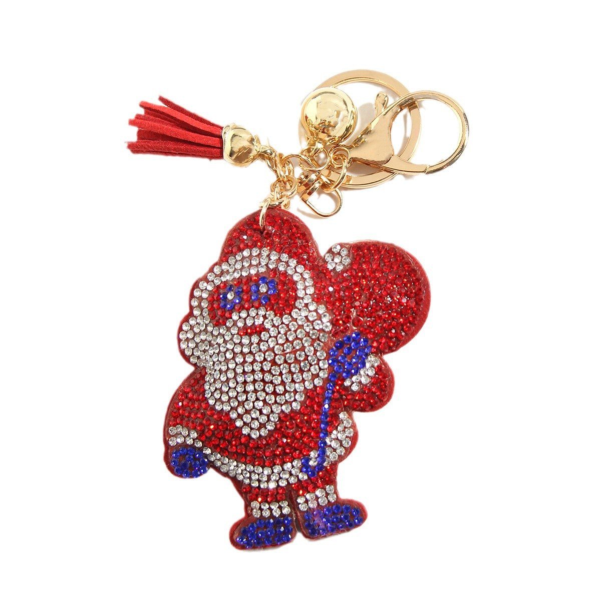 Cross-border Christmas Series Rhinestone Keychain Gift Santa Claus Reindeer Cute Creative Small Pendant Bag Hanging Ornaments