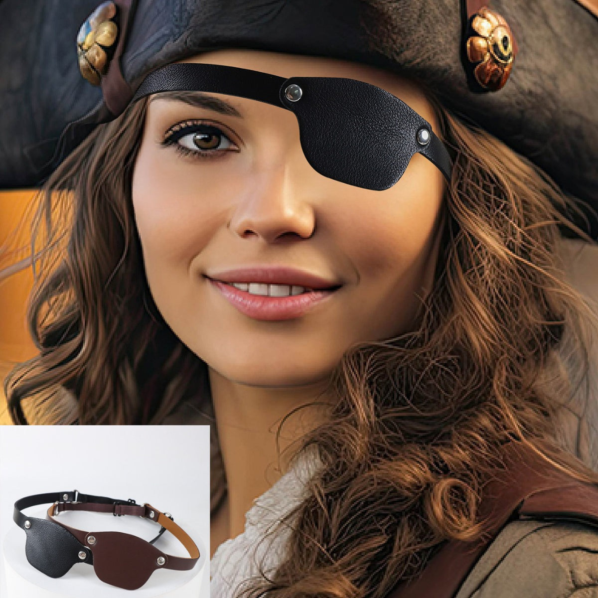 Halloween Pirates of the Caribbean Single Eye Mask Vintage Leather Single Eye Mask Medieval Gothic Single Eye Mask
