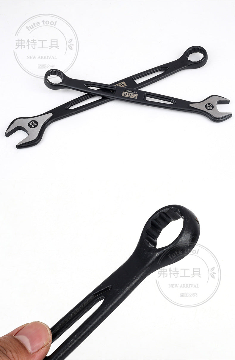 [Industrial dual-purpose wrench] Chrome vanadium steel forged handle hollow black quick wrench extended open-end wrench