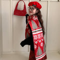 Atmosphere Christmas Tree Deer Wool Blended Knitted Scarf Women's Winter Warm Thickened Cold-proof Wool Scarf