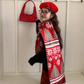 Atmosphere Christmas Tree Deer Wool Blended Knitted Scarf Women's Winter Warm Thickened Cold-proof Wool Scarf