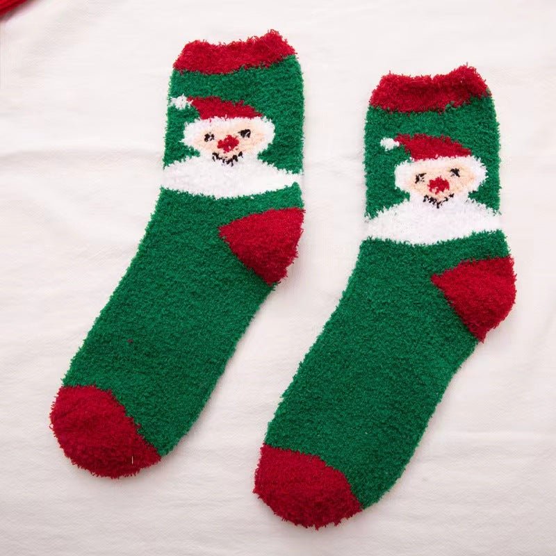 Coral fleece Christmas socks autumn and winter thick tube socks New Year gift socks cartoon Christmas socks cross-border wholesale - Kasa & Pet