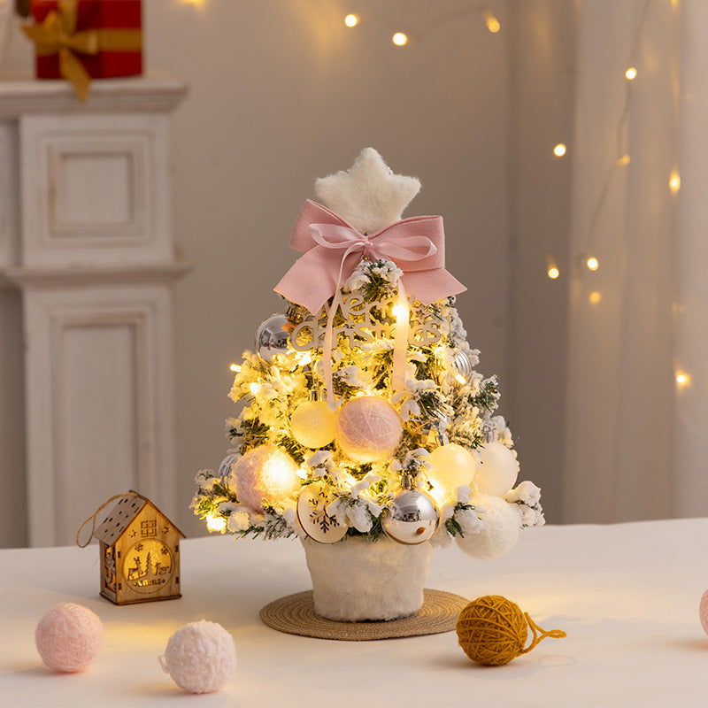 Christmas tree new desktop christmas tree pvc with lights christmas tree mini diy christmas decoration flocking