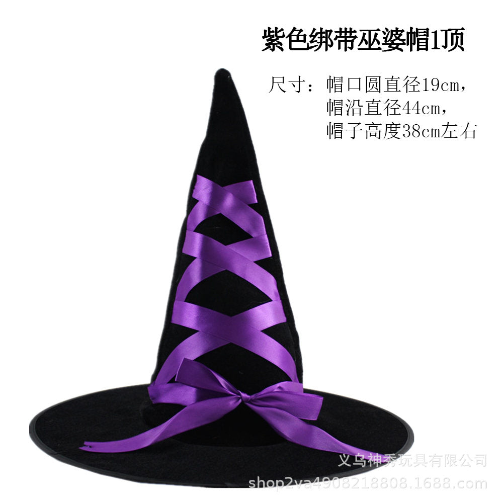 Halloween Prom Party Hat Witch Hat Witch Hat Spare Hat Printed Pumpkin Hat Black Pointed Hat