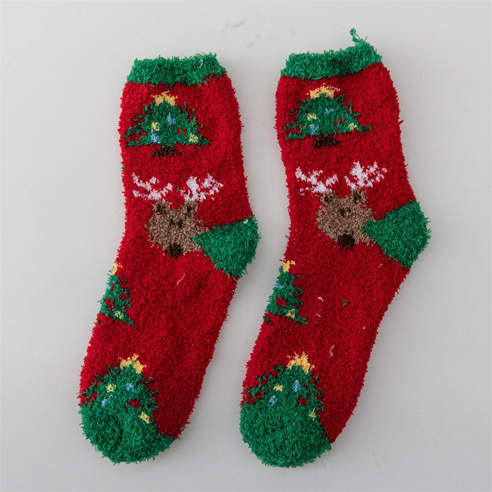 Coral fleece Christmas socks autumn and winter thick tube socks New Year gift socks cartoon Christmas socks cross-border wholesale - Kasa & Pet