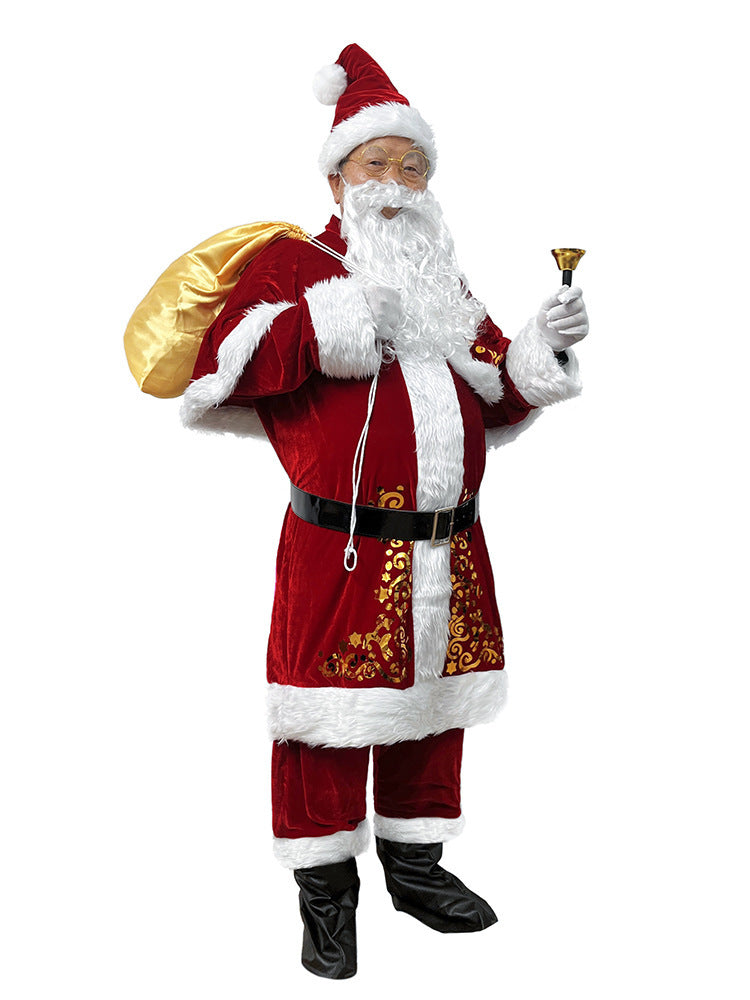 European and American Cross-Border Christmas Clothing Long-Sleeved Women's Christmas Dress Thickeneded Santa Claus with Shawl Christmas Queen Costume