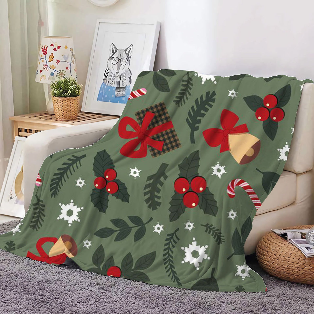Christmas Decoration Blanket Holiday Blanket Red Festive Blanket Christmas Tree Polo Sofa Blanket Flannel Blanket - Kasa & Pet