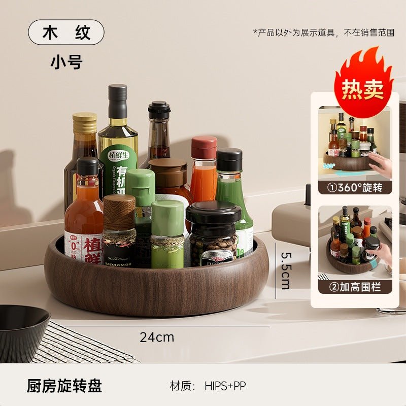 Rotating Kitchen Rack Household Kitchen Large-Capacity Rotating Seasoning Tray Oil Salt Sauce Vinegar Bottle Seasoning Rack Storage Tray - Kasa & Pet