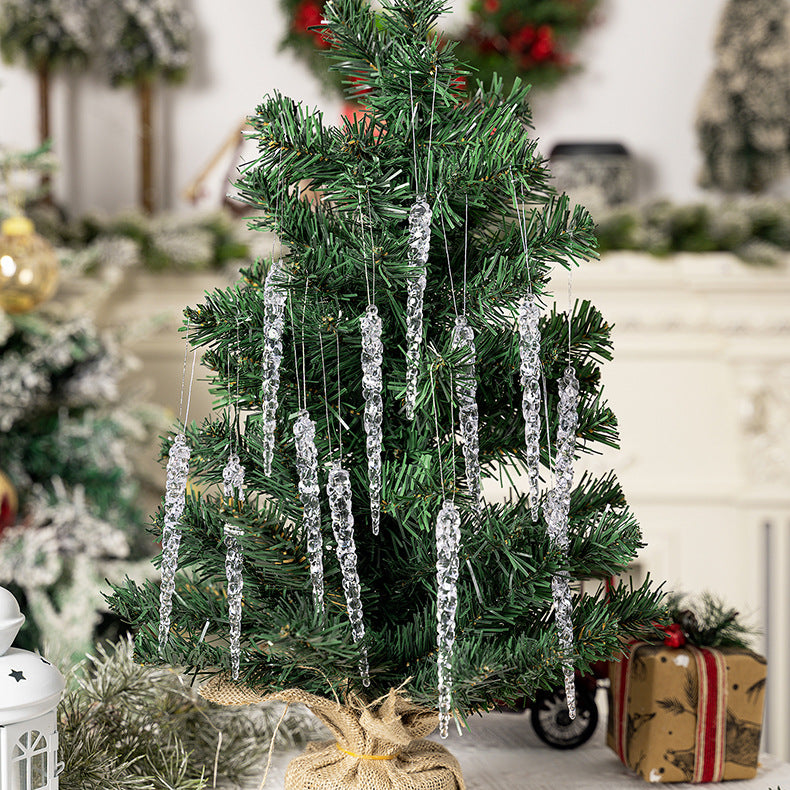 Simulação de Natal Icicles acrílicos, ornamento de Natal, gelo falso para festa de inverno, decoração de ano novo, 15cm, 6 peças