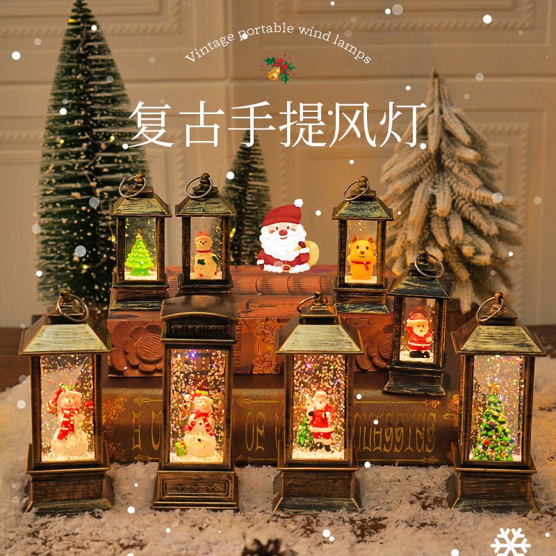 Christmas vintage portable lamp luminous water filling wind lamp Christmas decoration atmosphere lamp Christmas tree decoration wind lamp ornaments