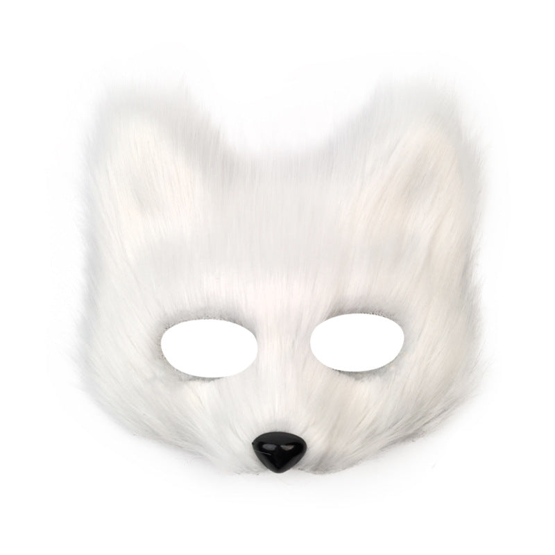 Fox Mask suit Plush Hand-made Animal Tail Gloves Tail Halloween Party Cat Animal Cos Props