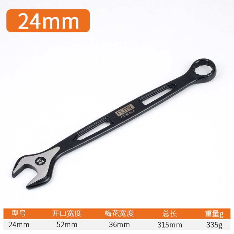 [Industrial dual-purpose wrench] Chrome vanadium steel forged handle hollow black quick wrench extended open-end wrench