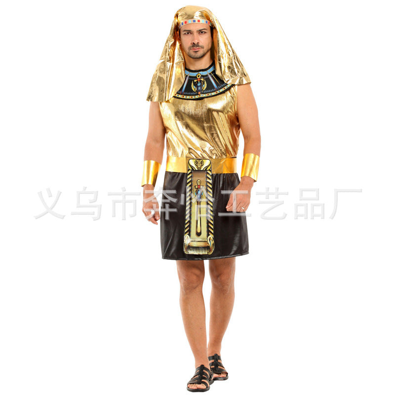 Halloween Egyptian Pharaoh Costume Ball Indian Savage Performance Props Indigenous Headwear Feather Pharaoh Hat