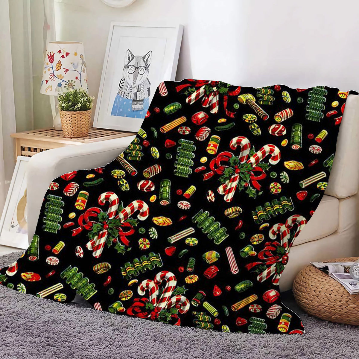 Christmas Decoration Blanket Holiday Blanket Red Festive Blanket Christmas Tree Polo Sofa Blanket Flannel Blanket - Kasa & Pet