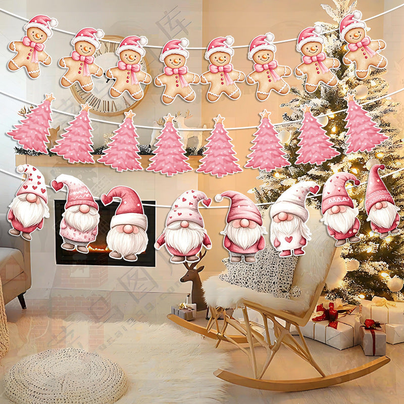 Amazon New Product Party Supplies Christmas Flag Set Christmas Garland Banner Venue Decoration