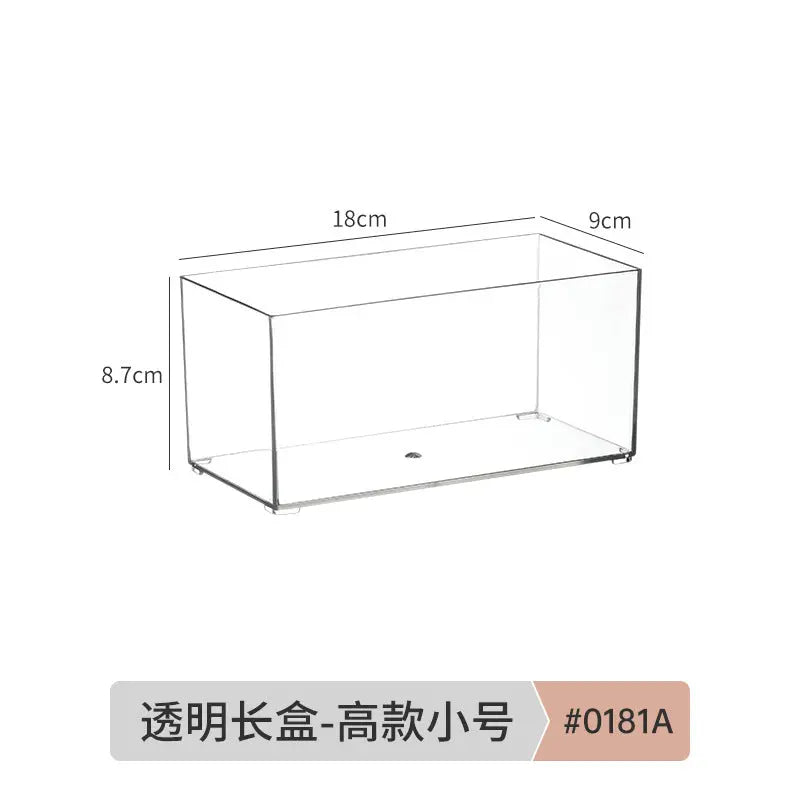 Desktop Storage Box Drawer Built-in Partition Transparent Acrylic Narrow Long Rectangular Cosmetic Workstation Kitchen Kasa & Pet