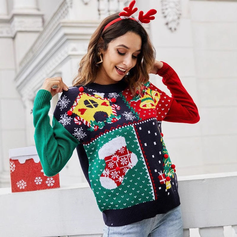 Amazon Explosions 2023 European and American Women's Little Snowflake Christmas Sweater Christmas Tree Pullover Knitted Sweater Christmas Clothes