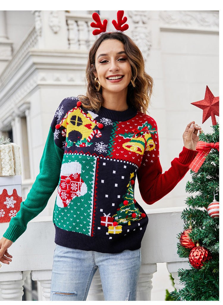 Amazon Explosions 2023 European and American Women's Little Snowflake Christmas Sweater Christmas Tree Pullover Knitted Sweater Christmas Clothes