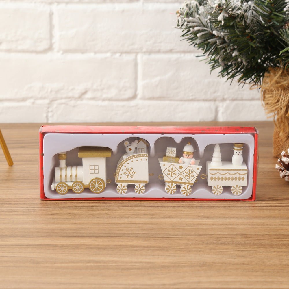 Strict selection of Christmas decorations cartoon creative children's Christmas gifts small train wooden window desktop ornaments