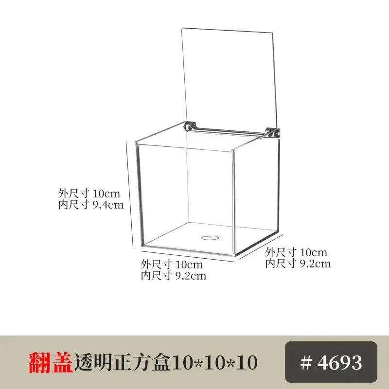 Desktop Storage Box Square Transparent Acrylic Flower Pot Sundries Cosmetics Stationery Notes Kitchen Workstation Height Kasa & Pet