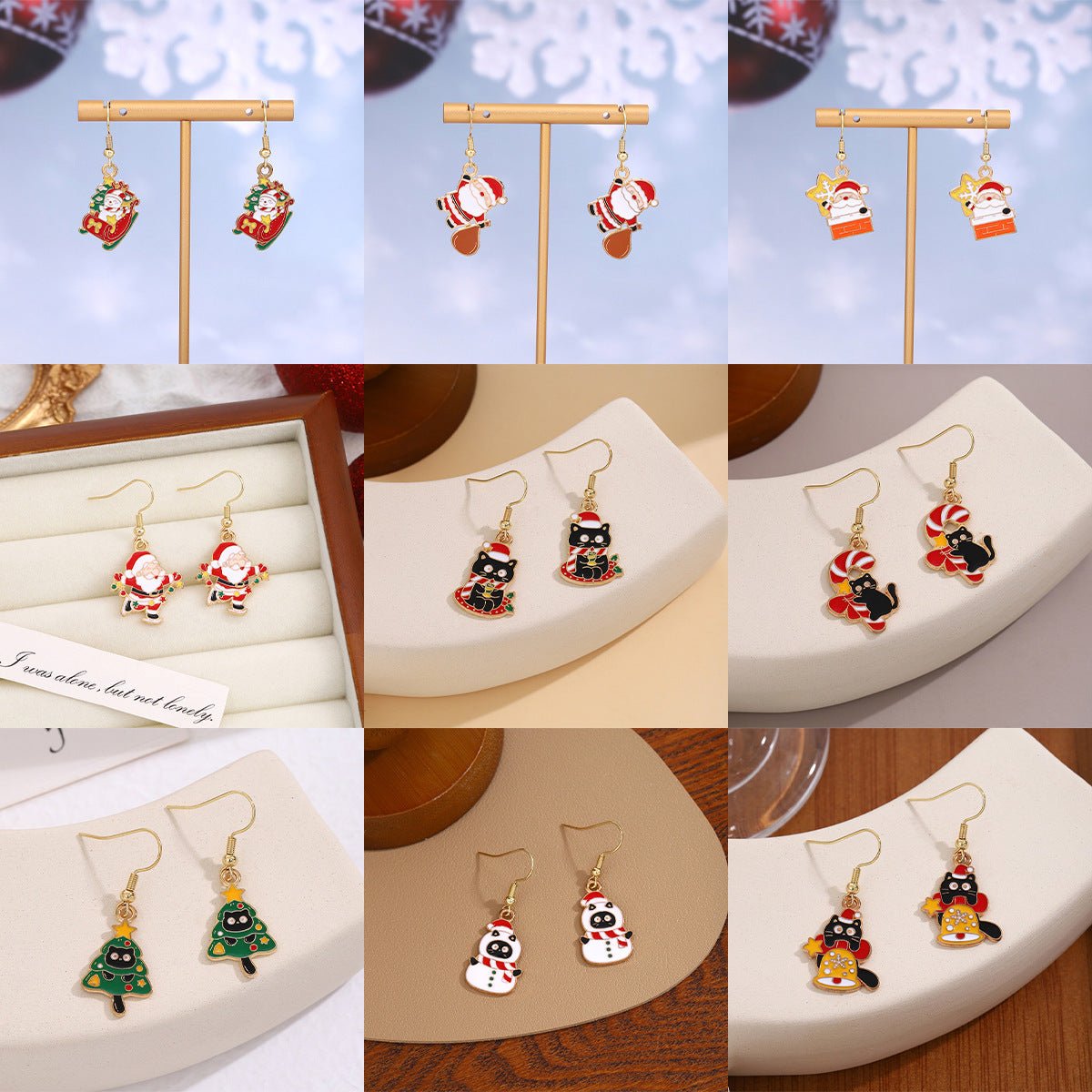 Cross-border personality Christmas series elk gingerbread earrings European and American cartoon oil Santa Claus earrings