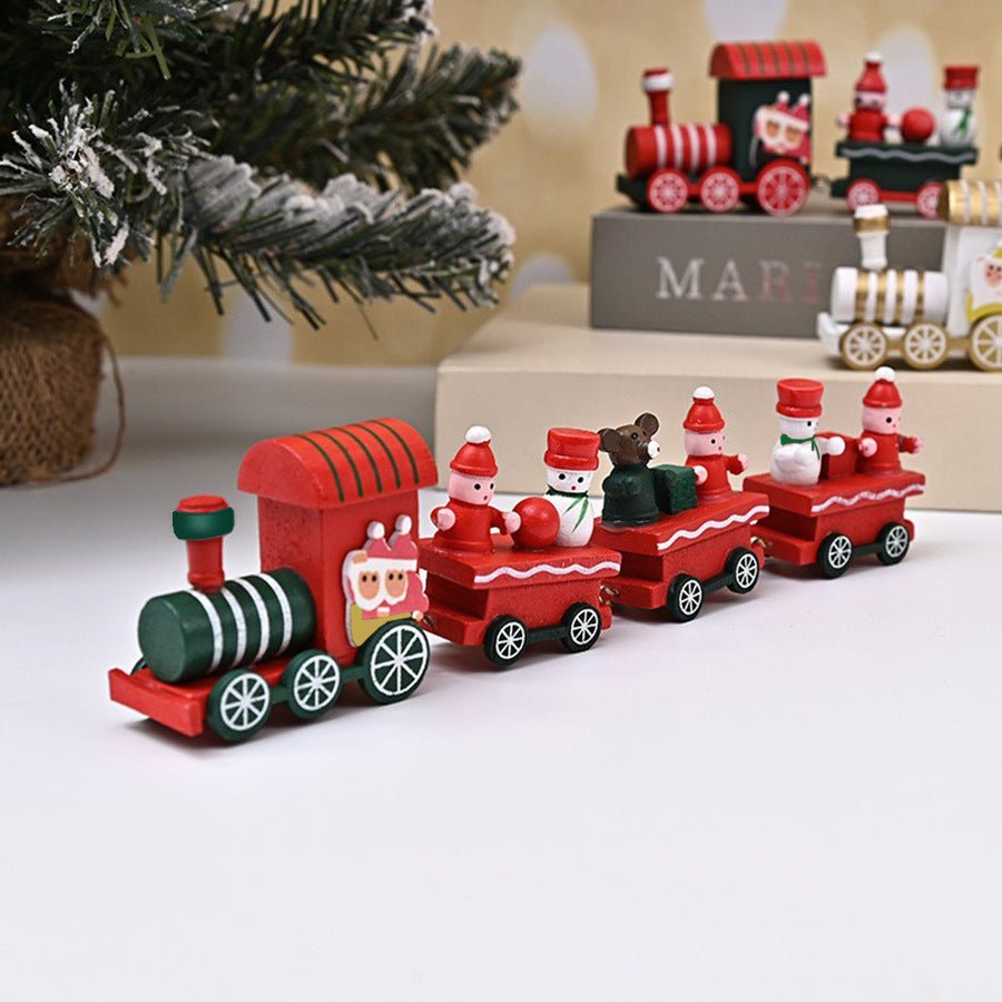 Strict selection of Christmas decorations cartoon creative children's Christmas gifts small train wooden window desktop ornaments