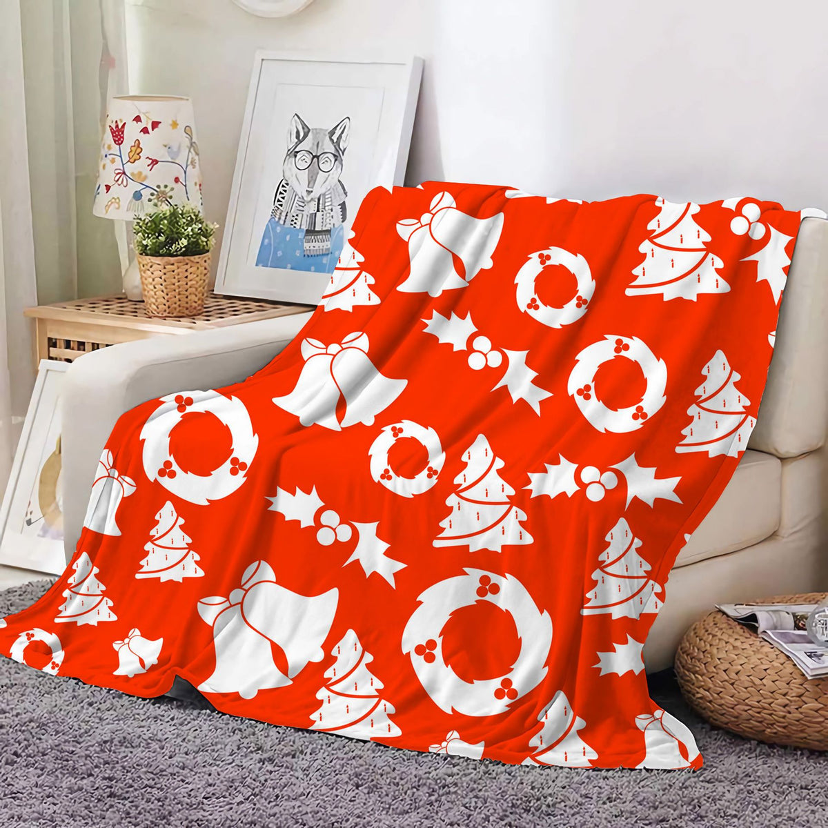 Christmas Decoration Blanket Holiday Blanket Red Festive Blanket Christmas Tree Polo Sofa Blanket Flannel Blanket - Kasa & Pet