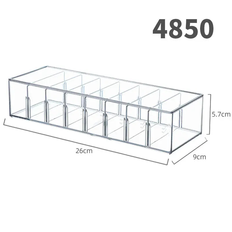 Desktop Storage Box Drawer Built-in Partition Transparent Acrylic Narrow Long Rectangular Cosmetic Workstation Kitchen Kasa & Pet