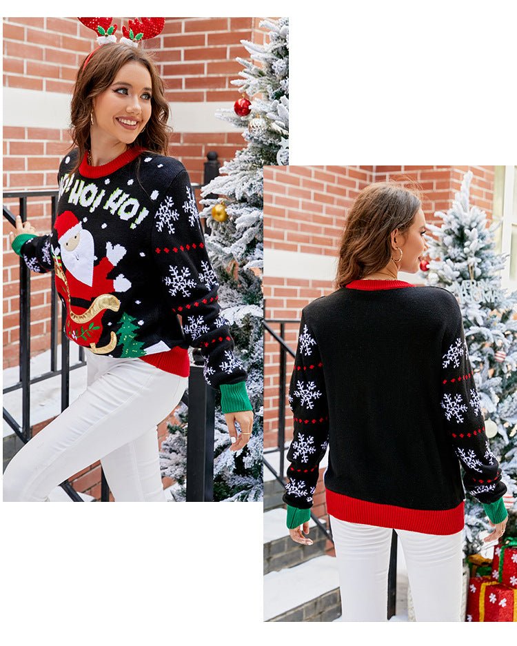 Cross-Border Popular Santa Claus European and American Sweater for Women 2025 Autumn and Winter New Sweet Embroidered Pullover Christmas Sweater