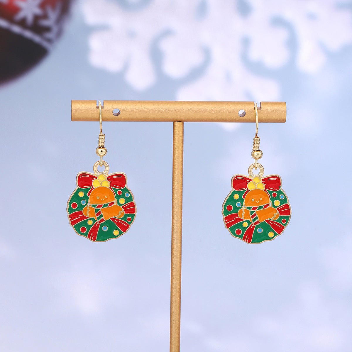 Cross-border personality Christmas series elk gingerbread earrings European and American cartoon oil Santa Claus earrings