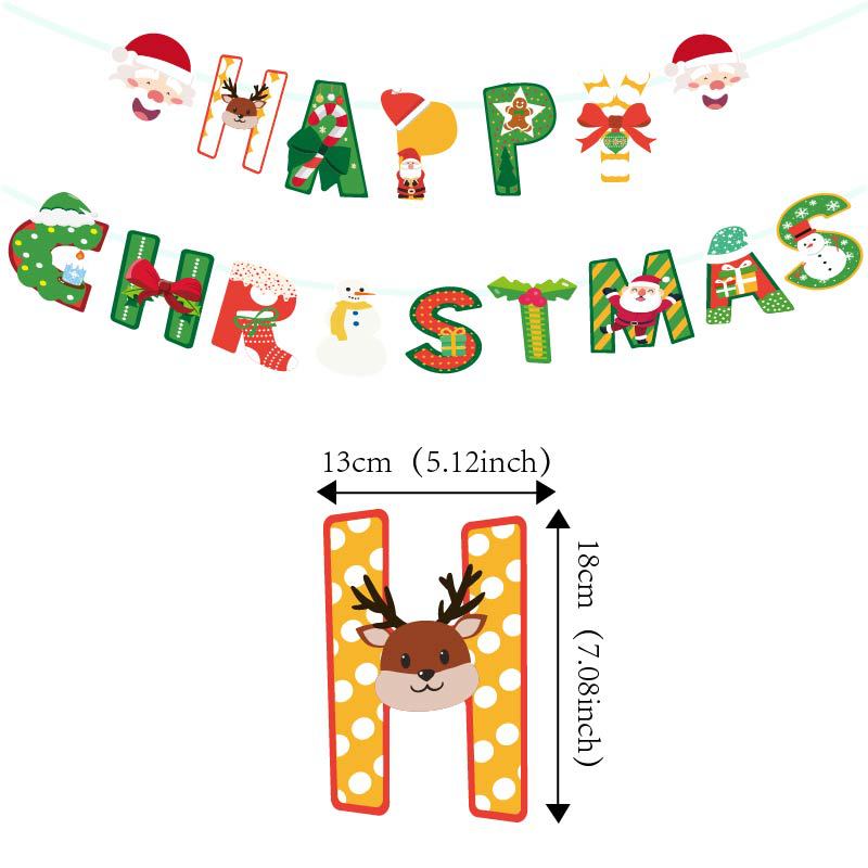 Amazon New Product Party Supplies Christmas Flag Set Christmas Garland Banner Venue Decoration