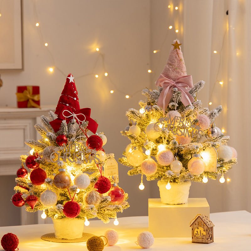 Christmas tree new desktop christmas tree pvc with lights christmas tree mini diy christmas decoration flocking
