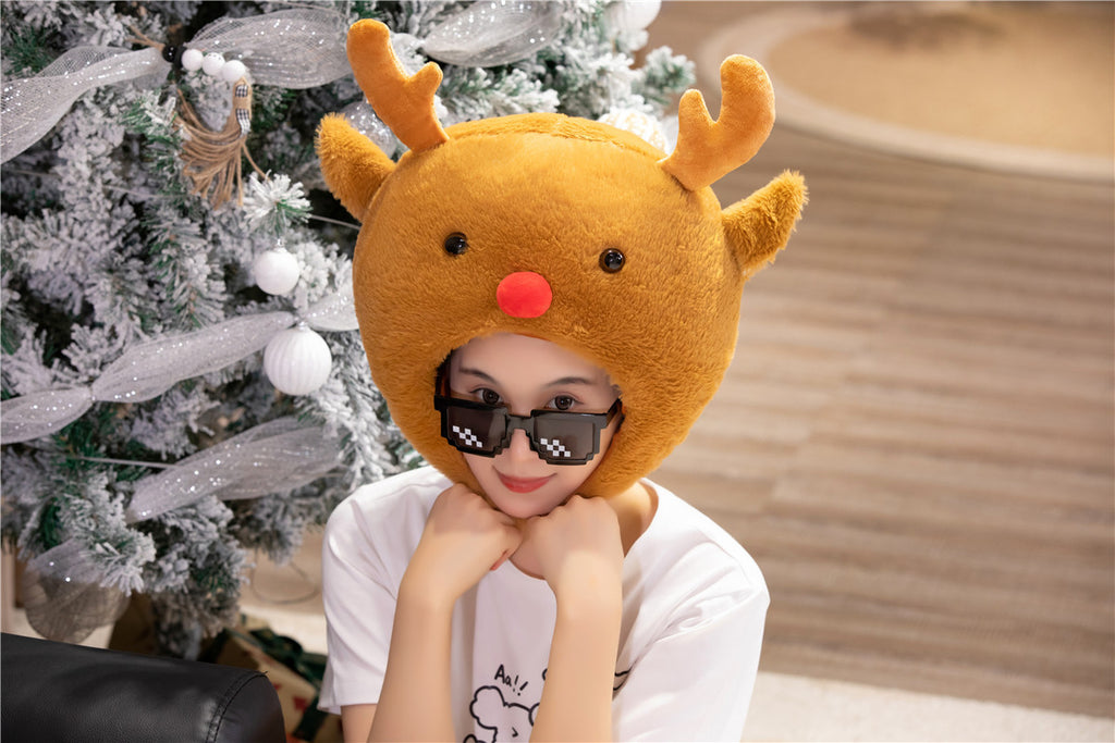 Cute Cartoon Animals, Christmas, Reindeer Headgear, Plush Headgear, Event Performance, Headgear Props, Photo Shoot