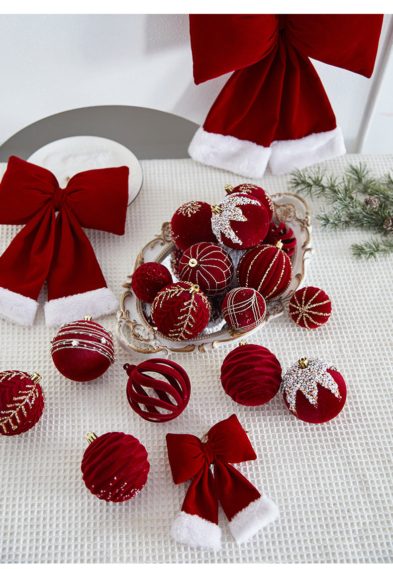 Christmas Tree Decoration Home Gold Velvet Bow Large Pendant Photo Atmosphere Props Atmosphere Flocking Bow
