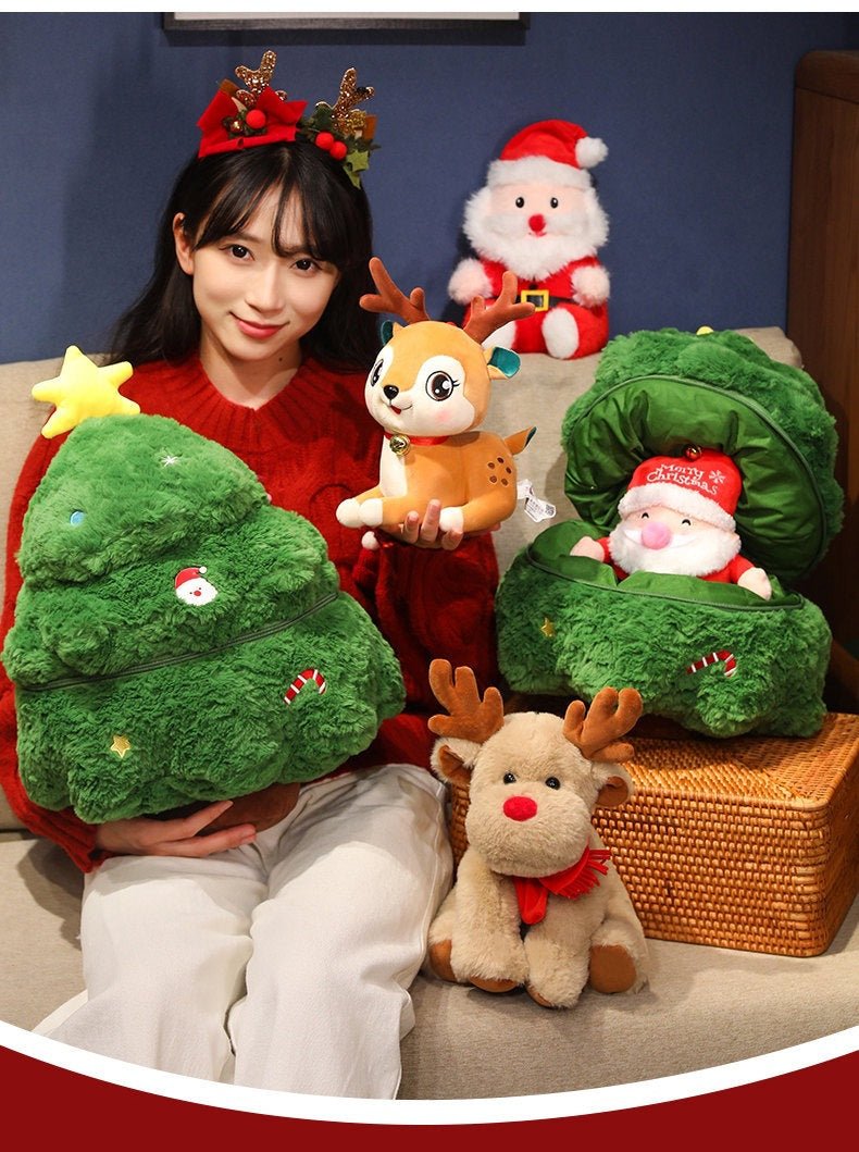 Cross-Border New Santa Claus Doll Simulation Christmas Tree Pillow Sofa Christmas Ornaments Happy Christmas Series