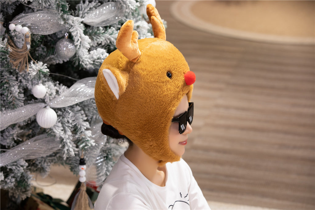 Cute Cartoon Animals, Christmas, Reindeer Headgear, Plush Headgear, Event Performance, Headgear Props, Photo Shoot