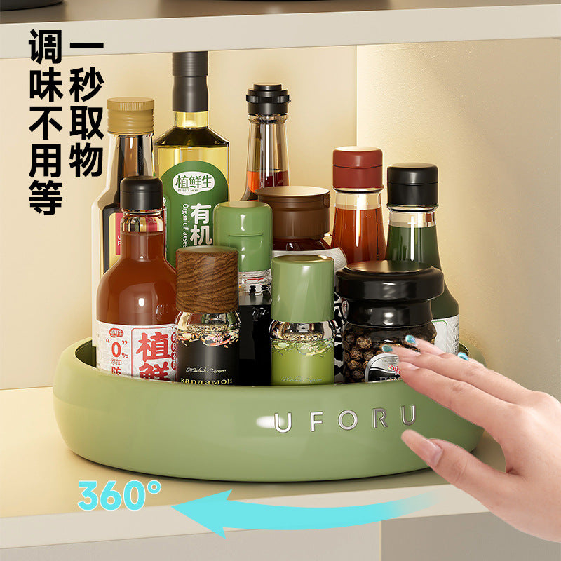 Rotating Kitchen Rack Household Kitchen Large-Capacity Rotating Seasoning Tray Oil Salt Sauce Vinegar Bottle Seasoning Rack Storage Tray