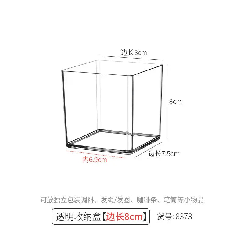 Desktop Storage Box Square Transparent Acrylic Flower Pot Sundries Cosmetics Stationery Notes Kitchen Workstation Height Kasa & Pet