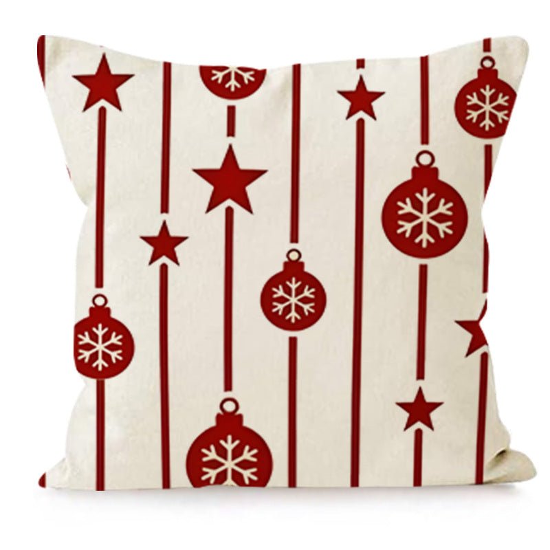 Christmas Pillow Case Red Christmas Tree Snowflake Printed Pillow Case Holiday Sofa Decorative Cushion Cover Wholesale