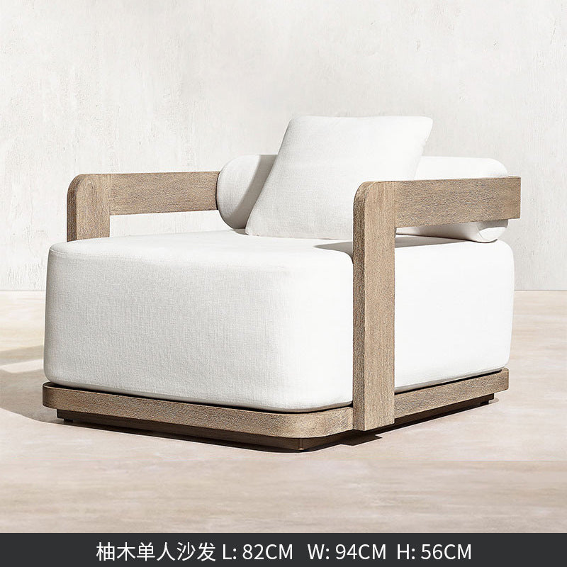 Conjunto de Móveis Modernos para Exterior à Prova d'Água com Pedal, Banco de Madeira Teca e Sofá de Rattan para Jardim, Sala de Estar e Hotéis