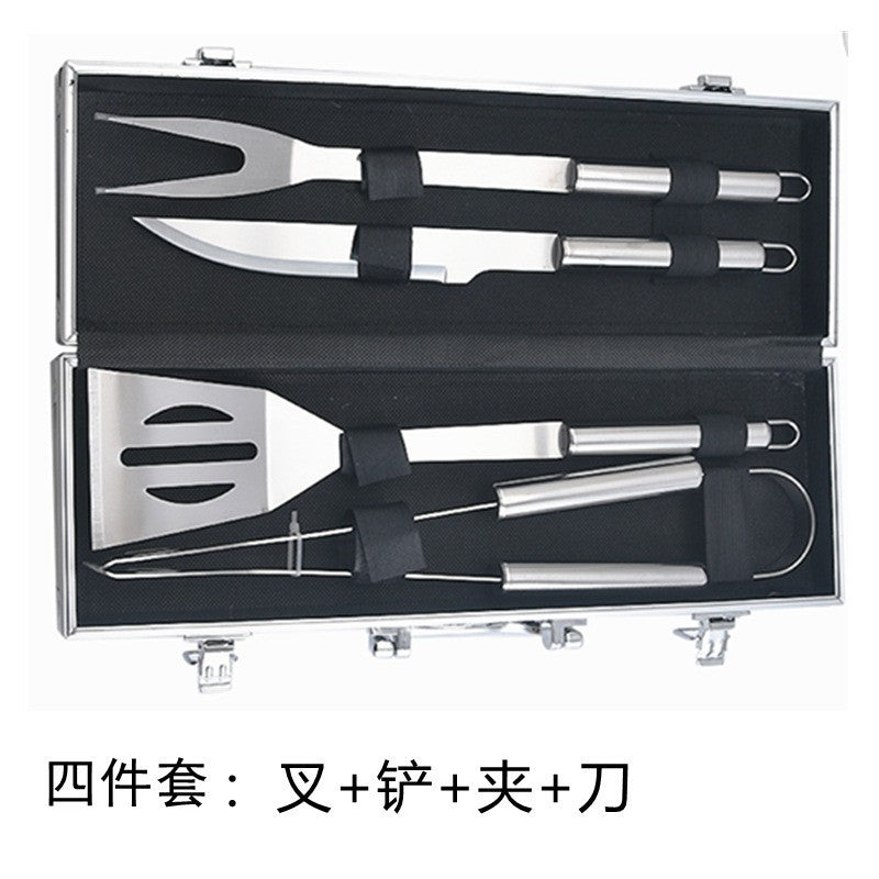 Small tube handle aluminum box grill suit BBQ outdoor barbecue tools suit stainless steel small tube handle barbecue utensils - Kasa & Pet