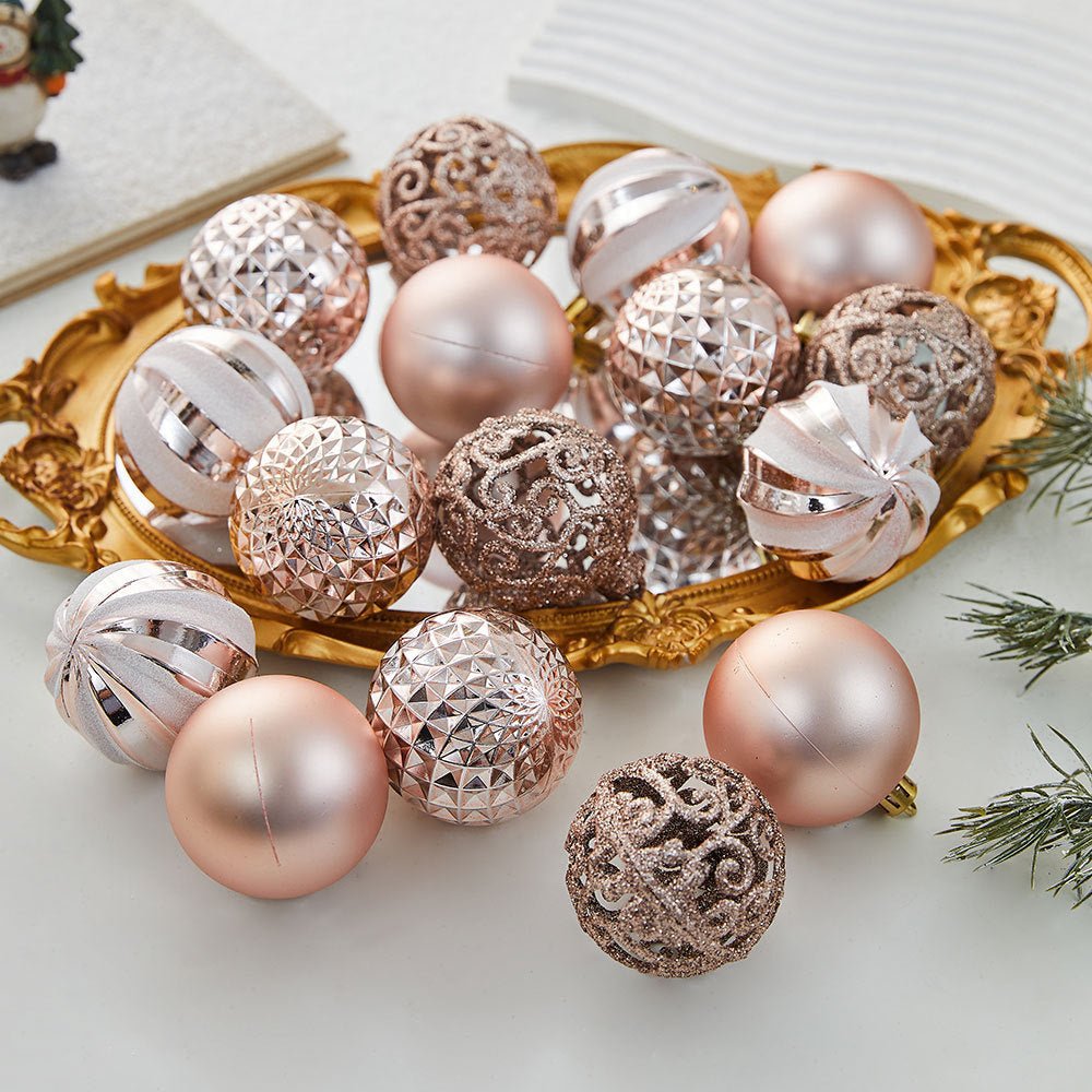 Cross-border New Christmas Tree Decoration Pendant Electroplated Paintted Ball Hanging Hollow Ball Hanging Christmas Decorations