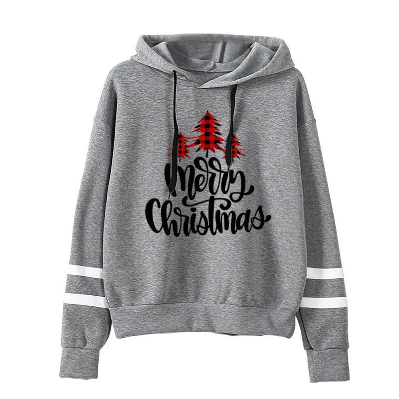 Christmas Red Plaid Christmas Tree Merry Christmas Print Parallel Bars Striped Sweat Autumn and Winter Europe and America - Kasa & Pet