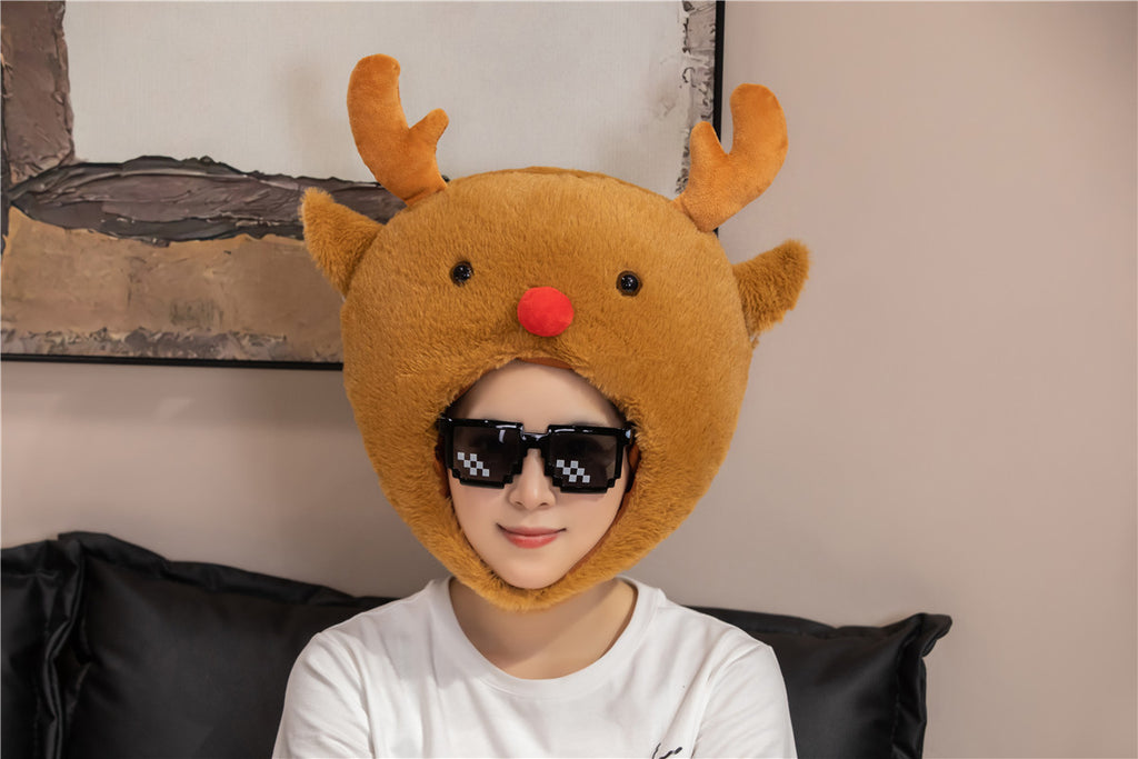Cute Cartoon Animals, Christmas, Reindeer Headgear, Plush Headgear, Event Performance, Headgear Props, Photo Shoot